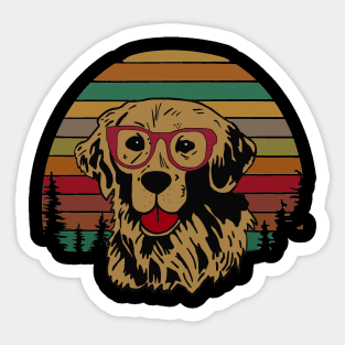 Golden Retriever On Earth Tone Sunset Sticker